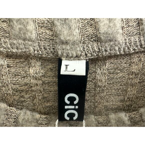CiCi Bird Tan Brown Neutral Crew Neck Ribbed Sweater Top Women's Size Large NWT - Picture 6 of 8